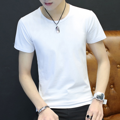夏季男士黑白条纹修身短袖t恤学生韩版圆领半袖衣服男装潮流t体恤