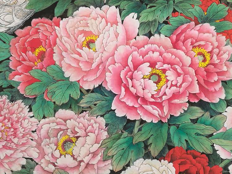 牡丹名画,大千牡丹,中名画牡丹花_文秘苑图库