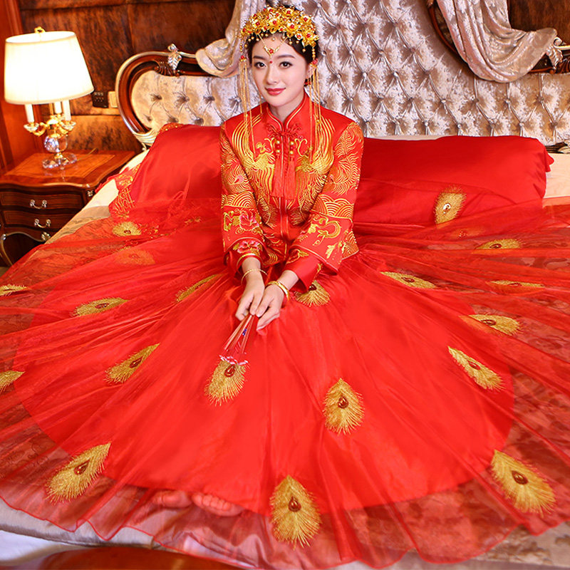 秀禾服龙凤褂裙结婚礼服新娘敬酒服中式婚纱古装旗袍孕妇婚礼喜服