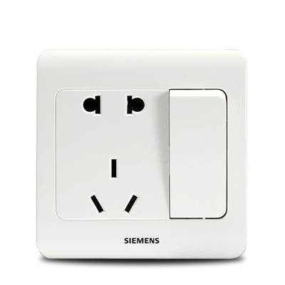 西门子带开关插座面板86型远景雅白一开五孔单控家用电源墙壁插座