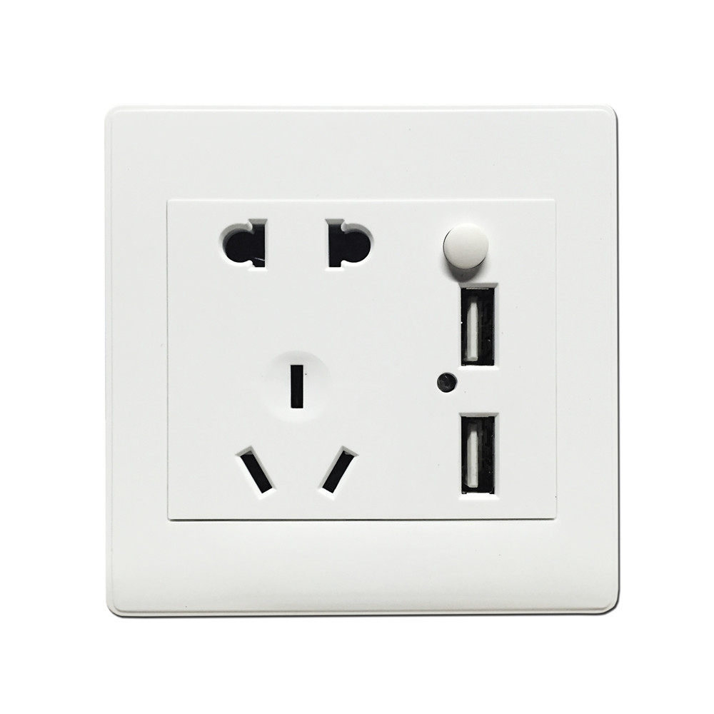 86型墙壁二三孔插座 五孔双usb带开关插口 数据线充电面板二三插