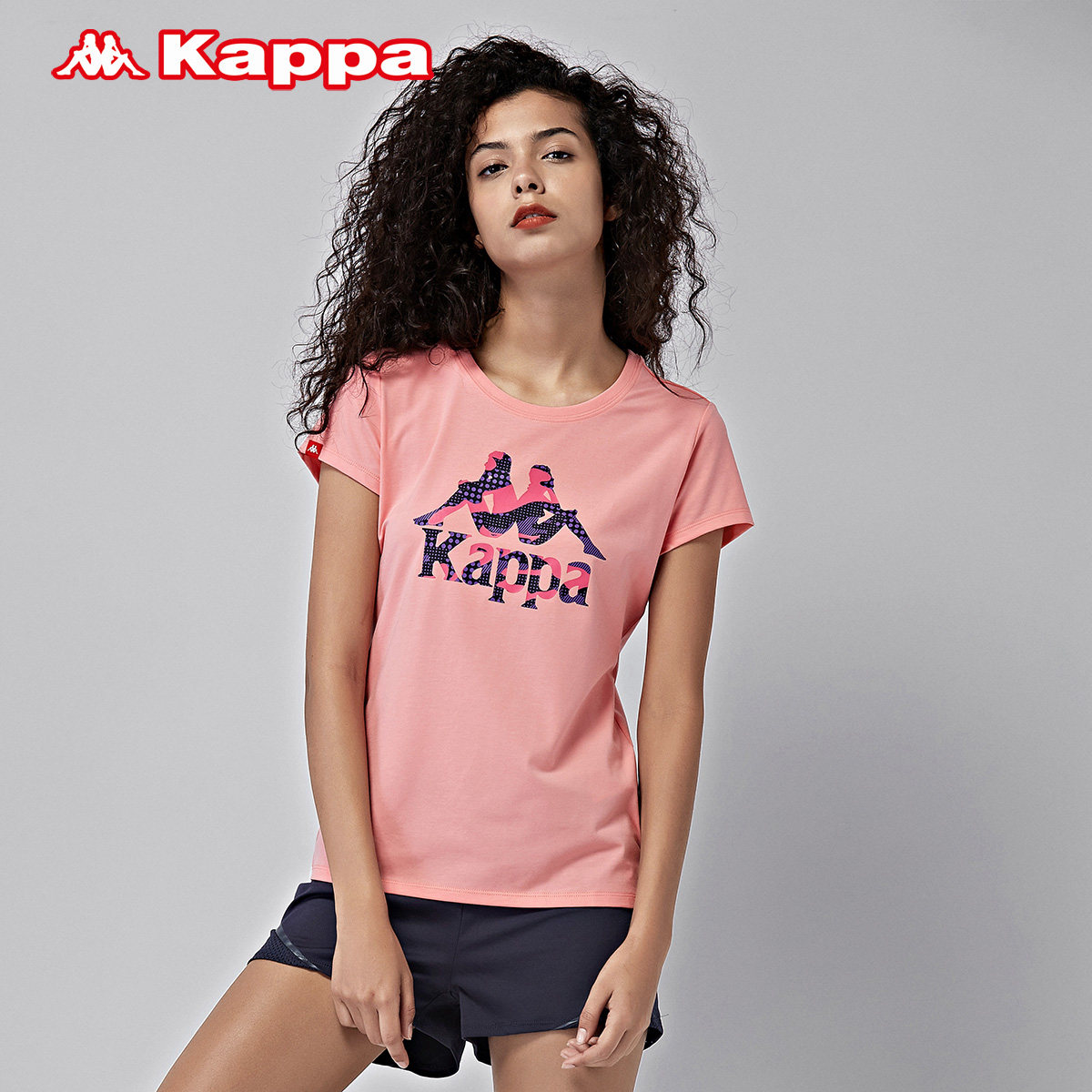 kappa卡帕 女运动短袖 休闲t恤透气健身衣2017新款|k0722td02d