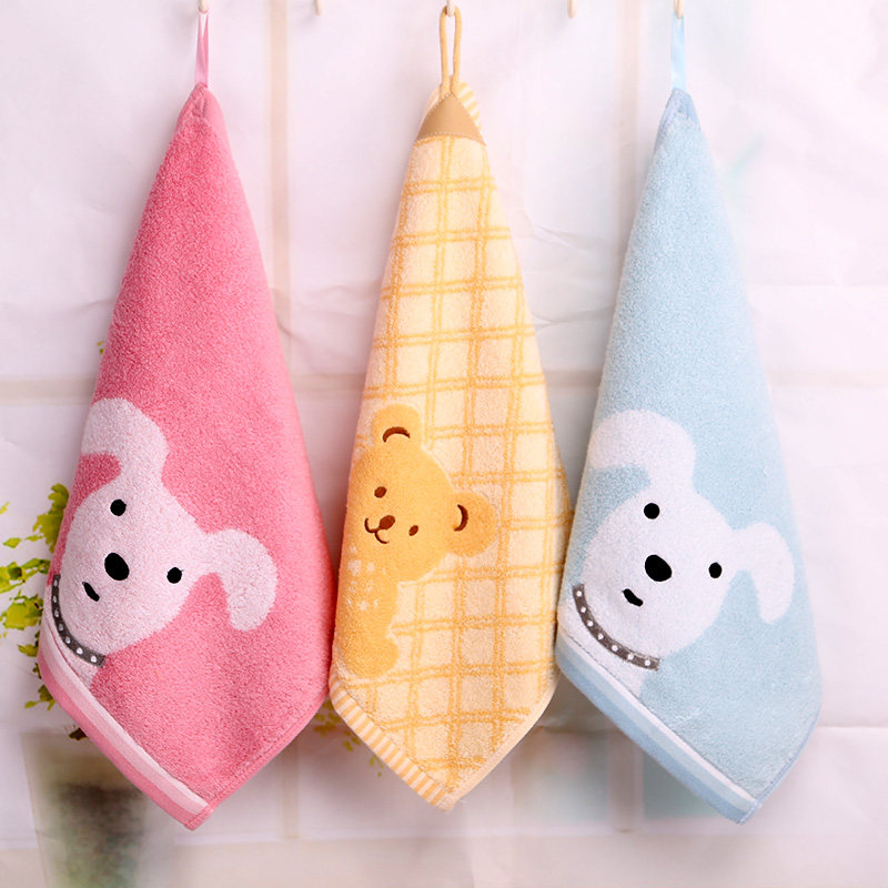 厨房挂式擦手巾纯棉儿童卡通可爱方巾毛巾加厚超强吸水洗碗抹布