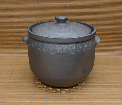 荥经窑土砂锅炖锅熬粥陶瓷汤煲无釉黑沙锅手工大号卤肉锅孕妇土陶