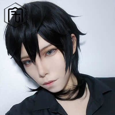 黑色拖尾万用假发 日常基佬款帅gay原宿假发 假装是基佬系列