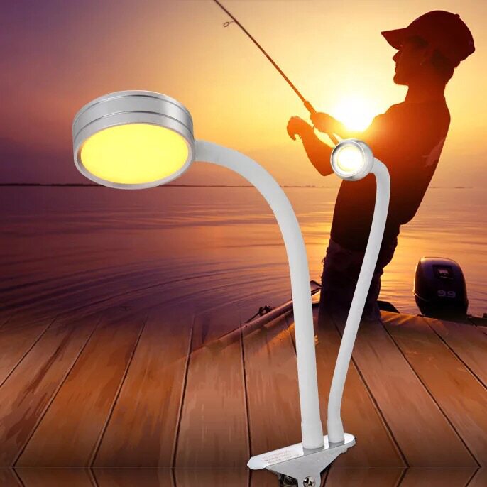 尼可筏钓灯双光源灯双头筏钓专用诱鱼灯黄光灯10w/5w usb插头包邮