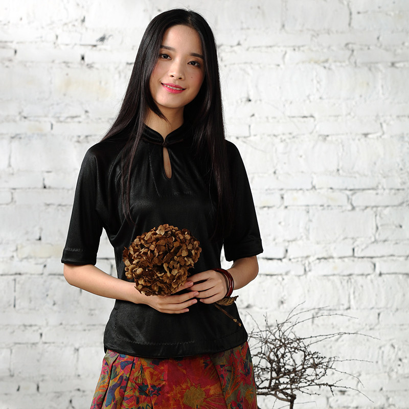 【既见君子】吉祥羽儿原创服饰*针织真丝香云纱中式文艺修身上衣