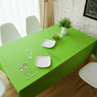 全棉加厚布艺餐桌布 素色纯色抹茶果绿色 长方形电脑书桌茶几台布