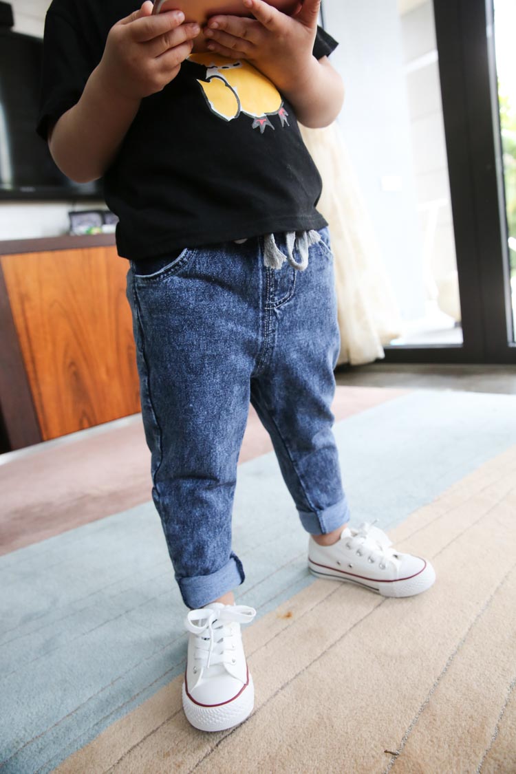 乐乐家 男童牛仔裤儿童长裤中小童雪花裤春秋装新款长裤婴儿裤子