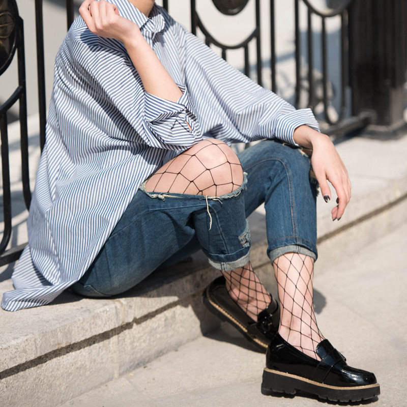 春夏渔网袜长款网眼袜子镂空丝袜女士长袜打底袜连脚袜连裤网袜潮