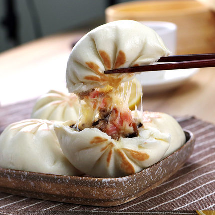 五亭包子送礼健康早餐糕点小吃纯手工速食礼品箱12袋保温箱礼盒_8折