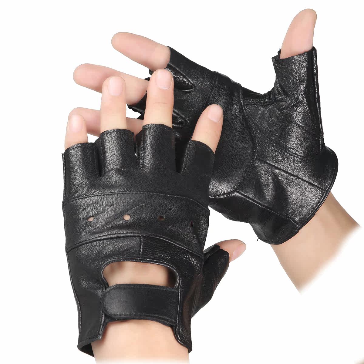 百瑞欧 露指男士手套冬季保暖加厚开车半指手套 男冬天半截骑行车