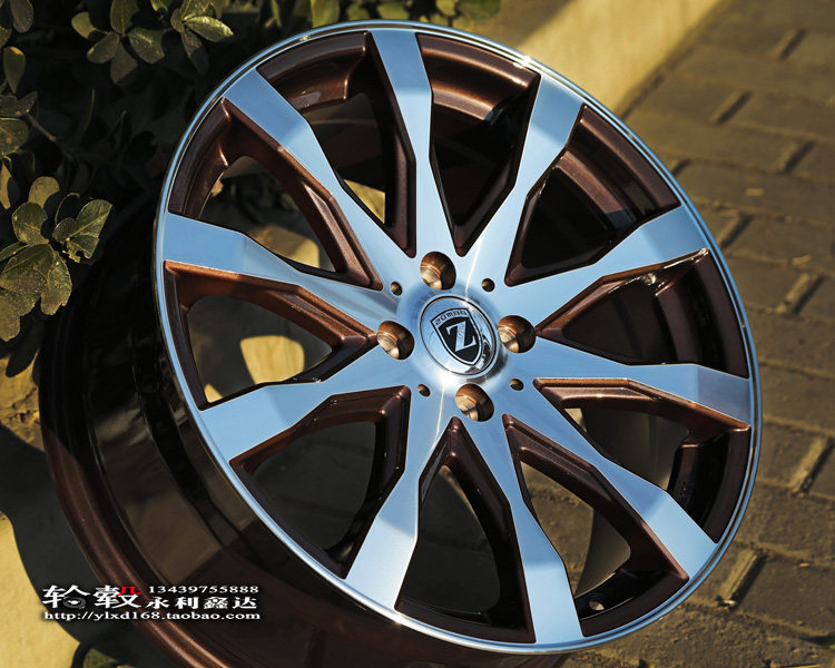 17寸咖啡色汽车改装轮毂高尔夫4宝来朗逸菠萝晶锐朗行朗境新捷达