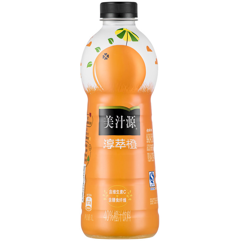 【天猫超市】可口可乐美汁源淳萃橙汁饮料1l*6瓶/箱 可口可乐出品