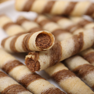 可可18根入3635 乌克兰进口零食*1896经典牌可可味软威化卷蛋卷200g