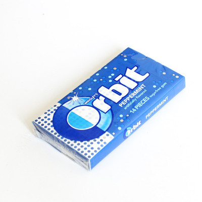 美国orbit 无糖木糖醇亮白护齿口香糖peppermint 原味薄荷 14片