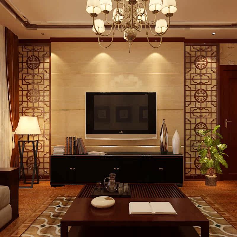 东阳木雕 电视背景墙 定制仿古中式 复古花格门窗 隔断屏风吊顶