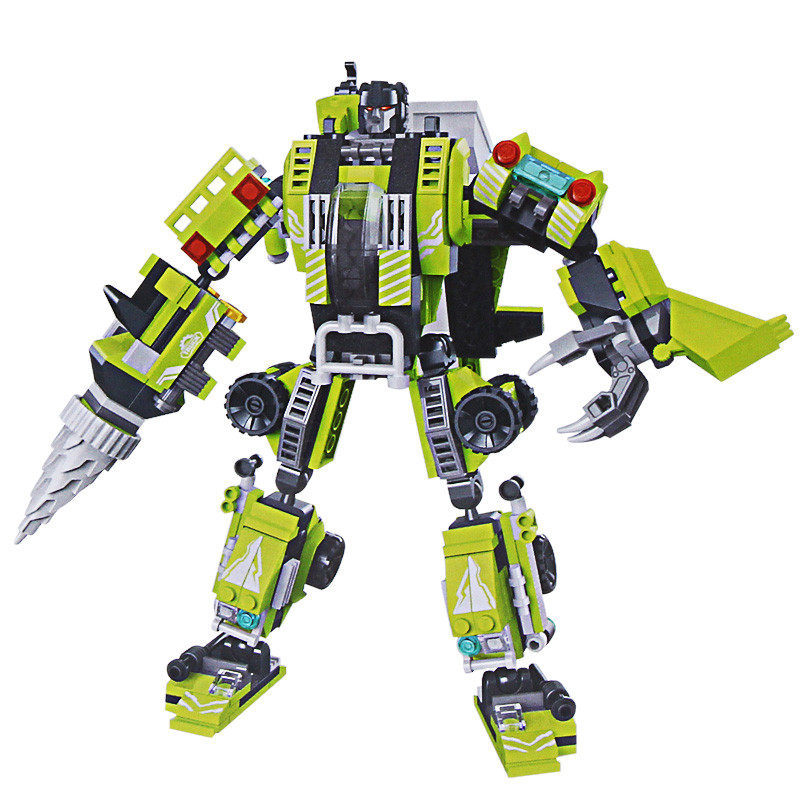 正版星钻积木拼插挖土机82204八合一工程车系列儿童益智拼装玩具