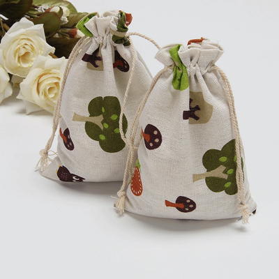 棉麻印花收纳束口袋双抽绳小口袋迷你小布袋便携定制首饰袋饰品袋