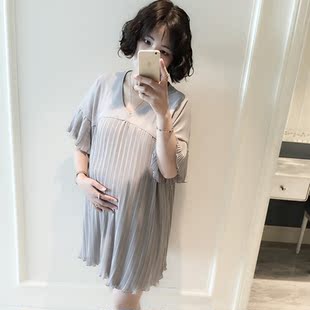 【特价】时尚潮妈孕妇装夏季新款胖mm大码宽松连衣裙