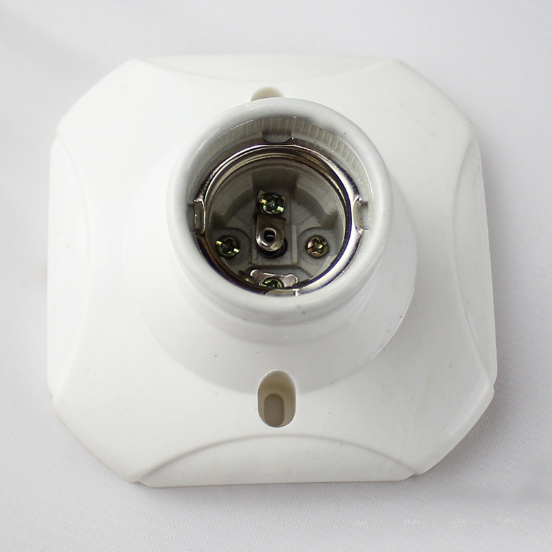 灯座e27螺口灯座底座 方形螺旋灯口 明装led球泡灯灯头 平底座