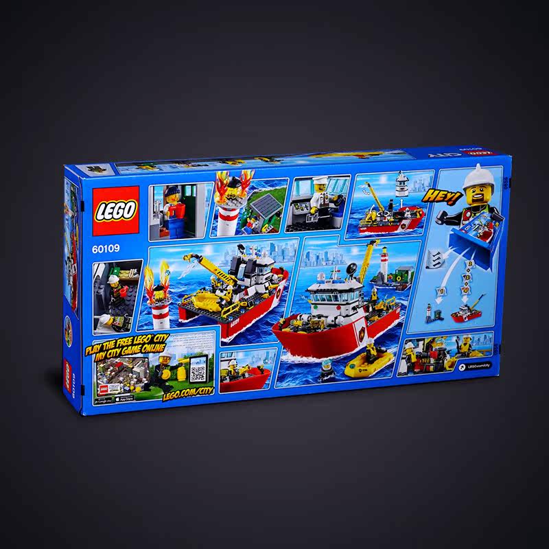 lego乐高积木60109城市系列消防船儿童益智拼搭玩具