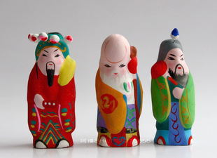 泥塑(泥塑) 纯手工艺品惠山泥人:福禄寿三星