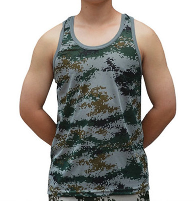 男士丛林迷彩背心弹力坎肩健身汗衫绿色军装男背心吸汗透气夏马甲