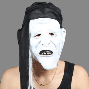 盛泉化妆舞会/万圣节道具/舞会派对用品/环保乳胶恐怖白无常面具