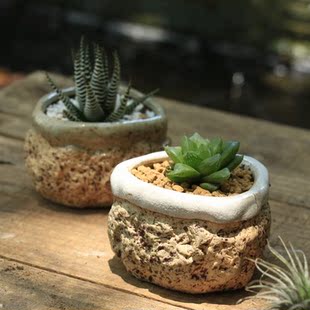 花器 素烧透气陶瓷多肉植物花盆 zakka个性日式花器