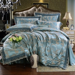 床单 欧式高档贡缎提花蕾丝花边床上用品四件套 婚庆 床单被套220240