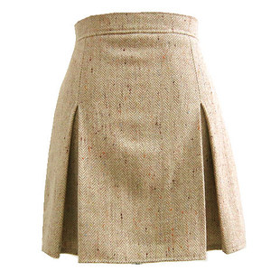 短裙jovenshenの原创 包臀裙对褶a字伞裙高腰呢短裙 半身裙skirt