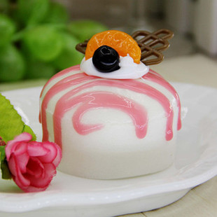 仿真圆形粉色慕斯小蛋糕甜点糕点食物模型幼儿园早教道具爱心礼物