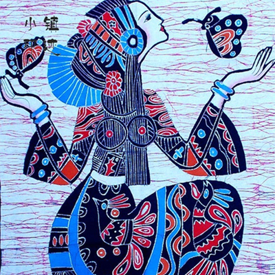云南丽江少数民族风商品特色手工艺品蜡染画布艺壁挂画客厅装饰品