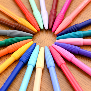 韩国24色水彩笔套装无毒手绘画油性笔 细头标记号笔荧光笔马克笔