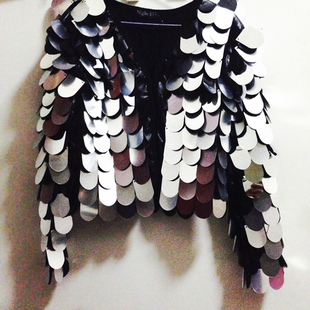 镜片亮片鳞片长袖外套 爆款包邮夜店潮男歌手ds演出服装浮夸张扬pc