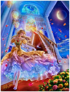 灰姑娘 ★小房子十字绣★正品法国dmc套件-hae-灰姑娘 水晶鞋 梦幻美