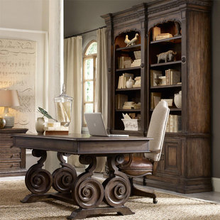 法维诺家具 复古奢华橡木雕花书桌套装书桌椅 美式乡村纯实木定制