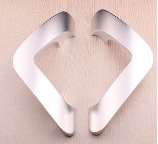 现代简约铝合金无框玻璃门大拉手大门店面实木门把手明装豪华白色