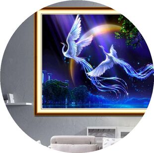 钻石画比翼凤凰双飞比翼鸟钻石绣贴钻画新款魔方圆钻方钻满钻现代