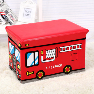 品之尚包邮儿童卡通汽车收纳凳小号长方形玩具储物箱折叠换鞋凳子